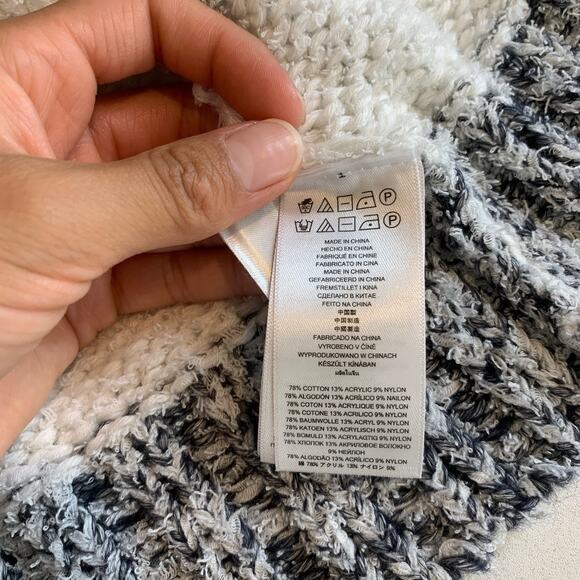 Michael Kors Cardigan Women M Medium Multi Striped Open Front Chunky Knit Hooded - Picture 8 of 11